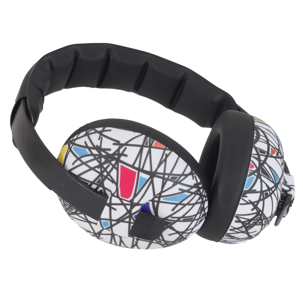 Baby BANZ earmuff ZeeCase in Rainbow Prism storage case for hearing protection