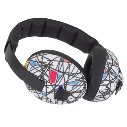 Baby BANZ earmuff ZeeCase in Rainbow Prism storage case for hearing protection