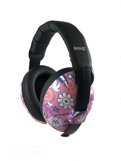 Baby BANZ sensory earmuffs in Butterfly with NRR 26 dB passive hearing protection