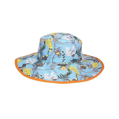 BANZ kids UPF 50+ sun hat in Blue Transport for outdoor sun protection