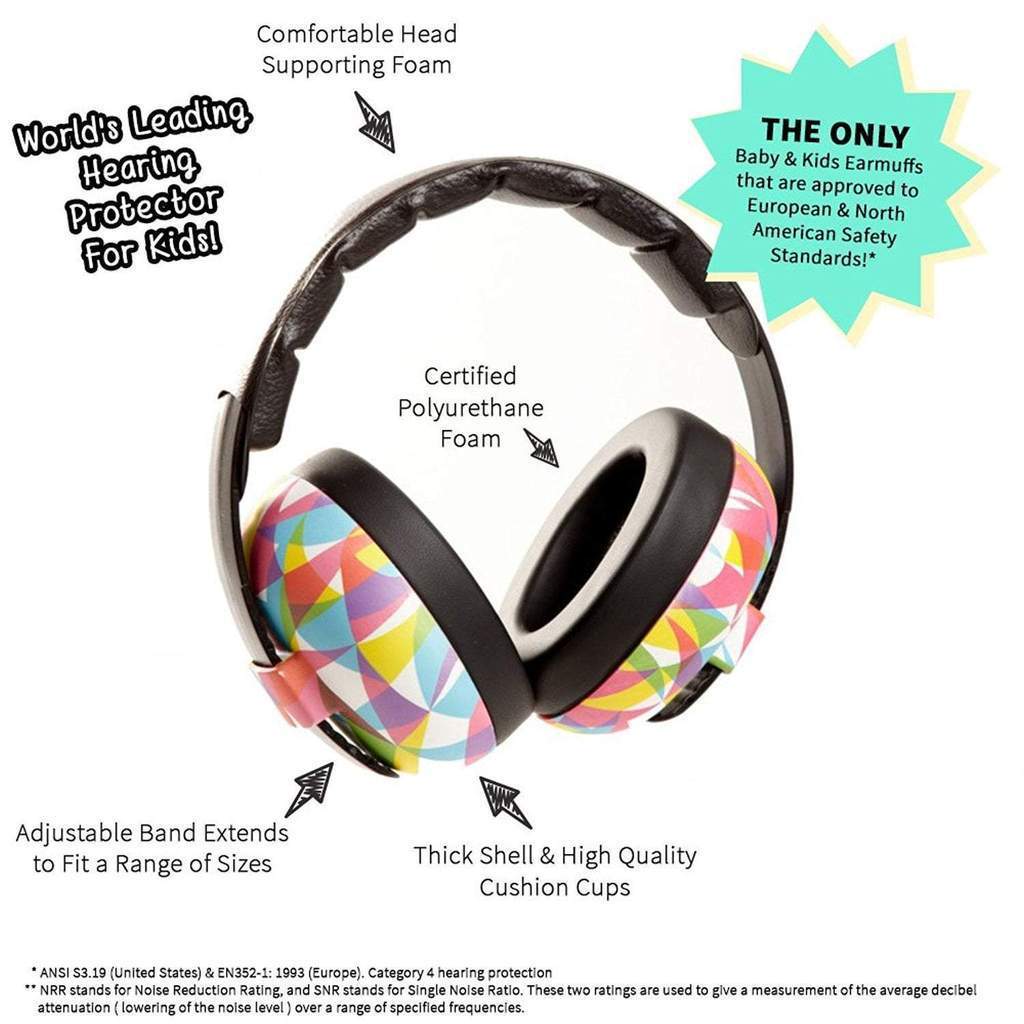 Baby BANZ sensory earmuffs in Purple with NRR 26 dB passive hearing protection