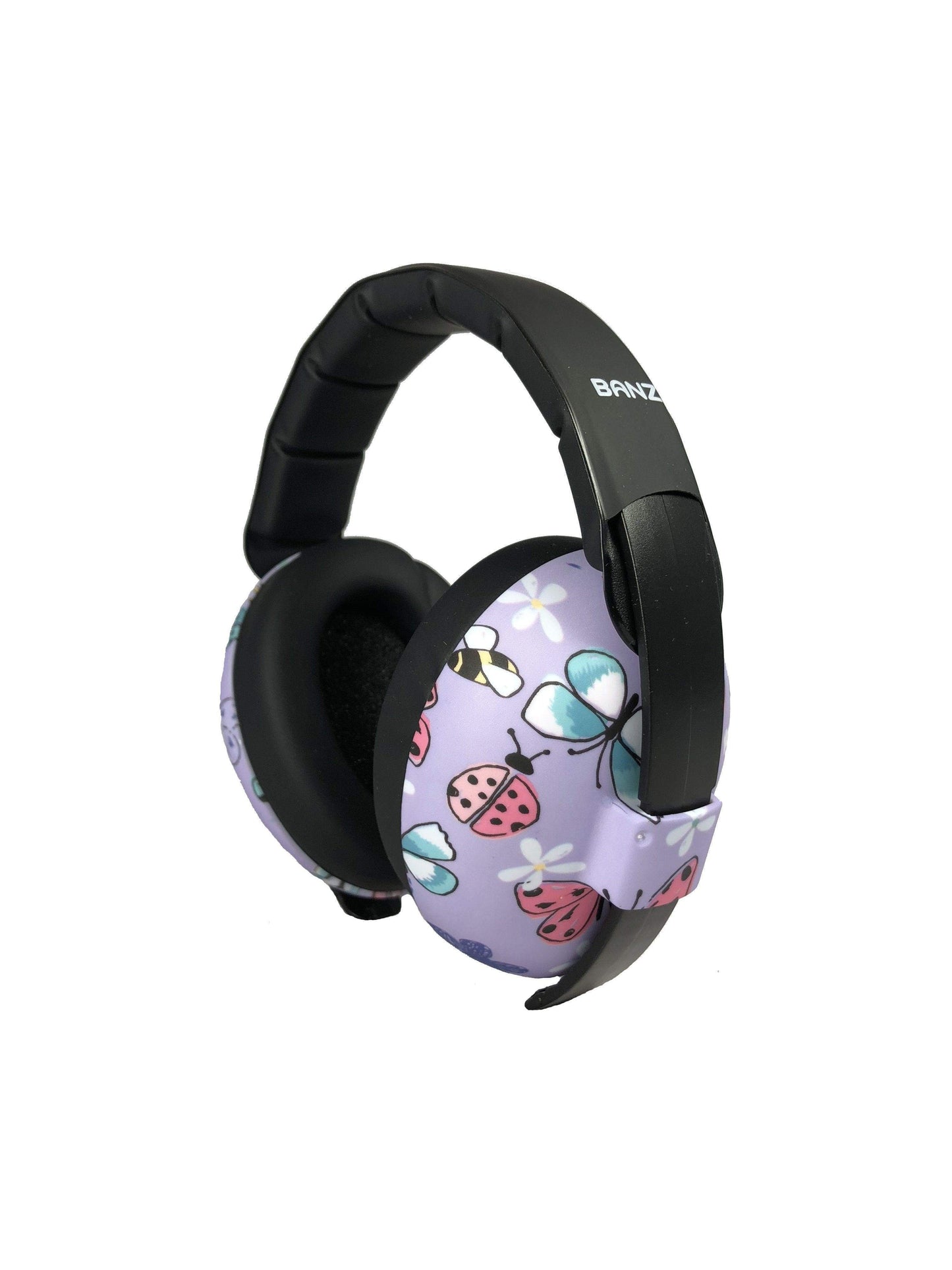 Baby BANZ sensory earmuffs in Gray Doodle with NRR 26 dB passive hearing protection