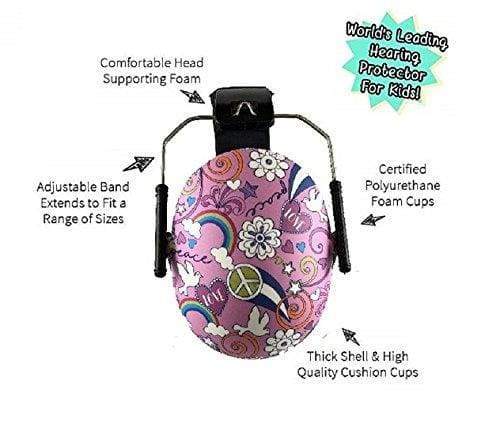 BANZ kids sensory earmuffs in Rainbow Kaleidoscope with NRR 26 dB passive hearing protection