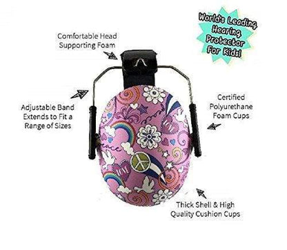 BANZ kids sensory earmuffs in Rainbow Kaleidoscope with NRR 26 dB passive hearing protection
