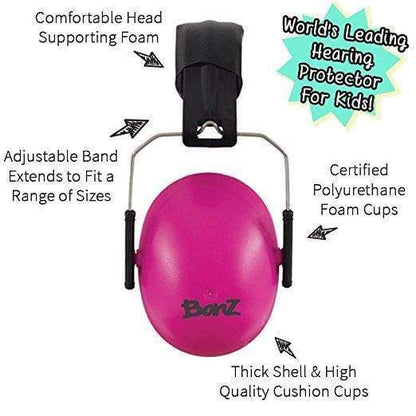 BANZ kids sensory earmuffs in Petal Pink with NRR 26 dB passive hearing protection