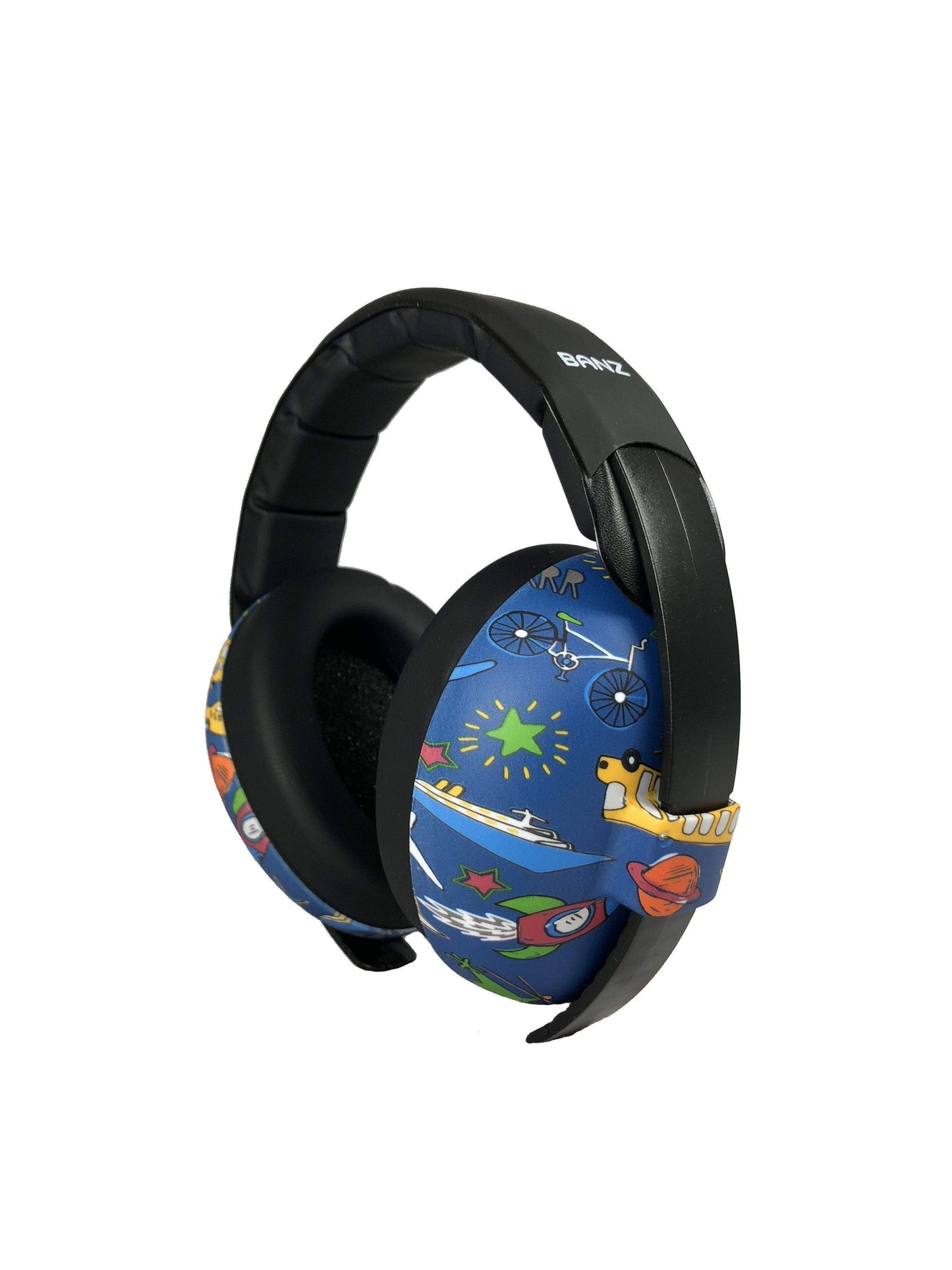 Baby BANZ sensory earmuffs in Blue Transport with NRR 26 dB passive hearing protection